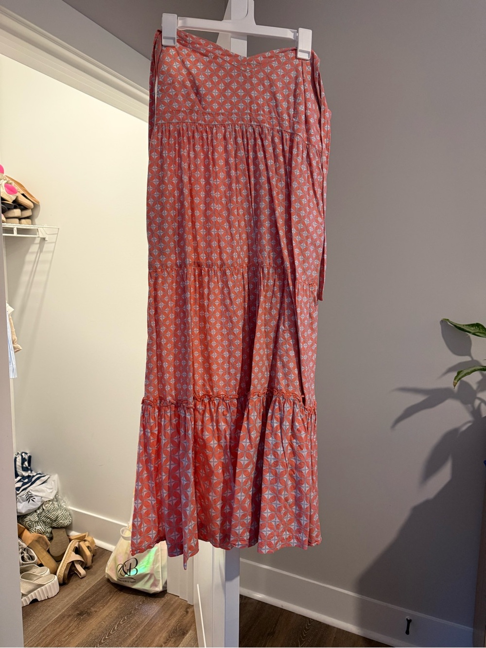 Southern Tide Coral Printed Tiered Maxi Dress